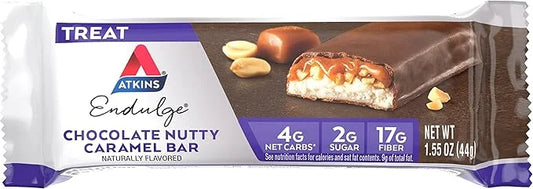 Atkins Endulge Chocolate Nutty Caramel Bar, Dessert Favorite, 2g Sugar, High in Fiber, Keto Friendly, 12 Count - Product I...