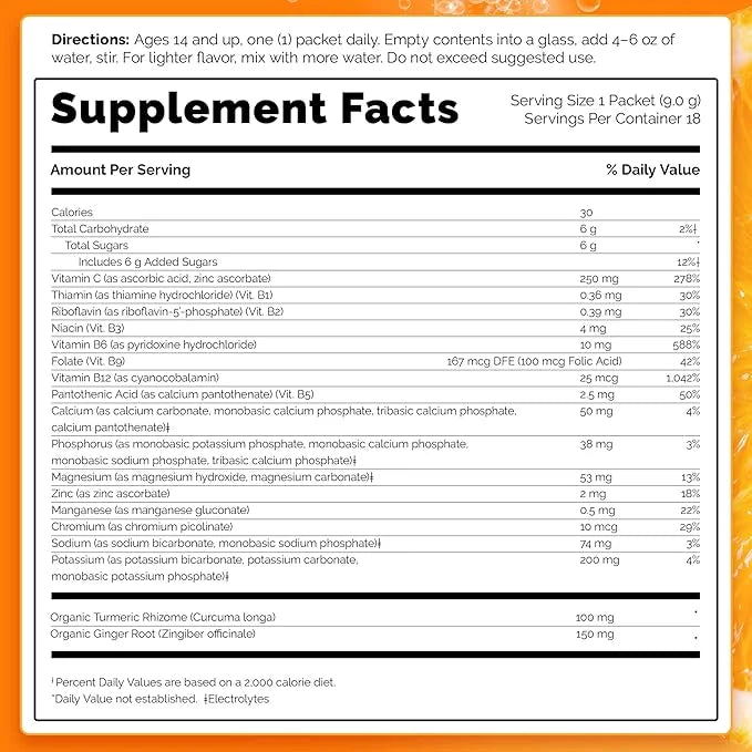 Emergen-C Citrus-Ginger Fizzy Drink Mix, Turmeric 18 Count