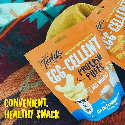 Todd's Better Snacks Egg-Cellent Protein Puffs, Sea Salt & Vinegar, 1.2 Oz (Pack of 10), Made with Egg Whites, 12g Protein...