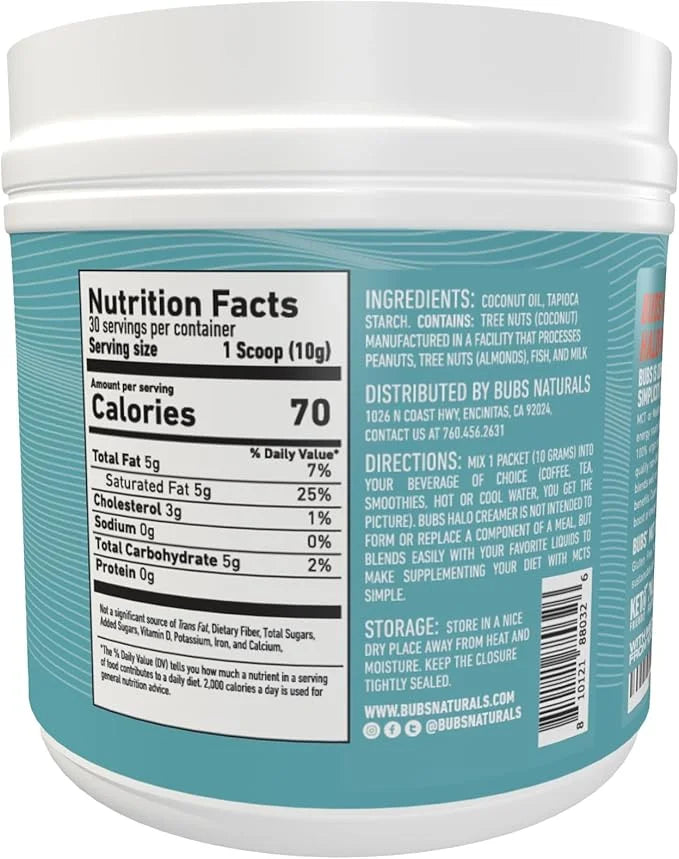 BUBS Naturals MCT Oil Powder - Medium Chain Triglycerides - Keto Vegan & Paleo Friendly - Healthy Coconut Fats + Low Carb ...
