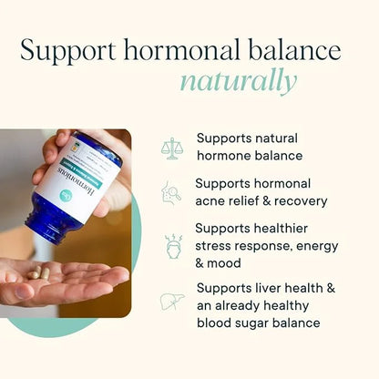 Ora Organic Natural Hormone Balance Supplement & Hormonal Acne Relief for Women - Support Skin, Mood, Energy, PMS & Menopa...