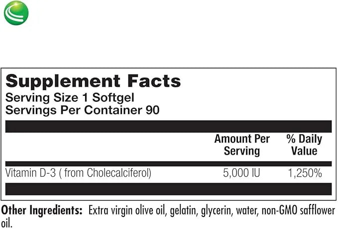Nutra BioGenesis - Vitamin D 5000 D3 5000 5000 IU 90 Softgels
