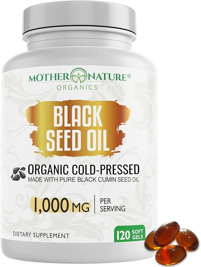 Organic High Potency Turkish Black Seed Oil Capsules, Cold Pressed, High TQ, 2 Month Supply, Non-GMO Black Cumin Nigella S...