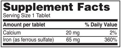 Iron Supplement Ferrous Sulfate 325mg by Reliable 1 | Iron Pills for Women and Men | Iron Supplements for Anemia and Iron ...