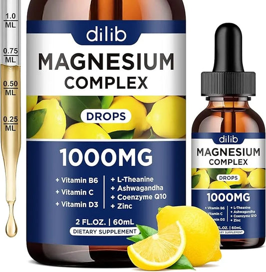 Triple Magnesium Complex Supplement, Magnesium Glycinate, 1000mg with CoQ10, Vitamin B6, C,
