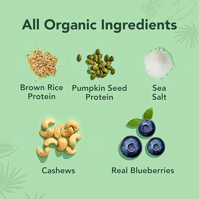 ALOHA Organic Plant Based Protein Bars - Blueberry Bars, Vegan, Low Sugar, Gluten-Free, Low Carb, Non-GMO, No Stevia, No E...