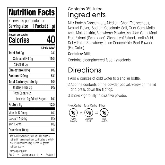 WonderSlim Keto Smoothie with C8 MCT Oil, Strawberry Yogurt, Low Carb, No Sugar, Gluten Free (7ct) - Product Image