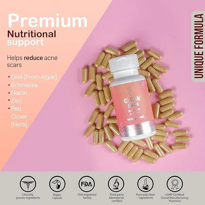 YOU'RE NATURAL Clean Skin Supplement | Acne Support | Skin Support Vitamins for Women, Men & Teens, Vitamin A, Zinc, DHA, ...