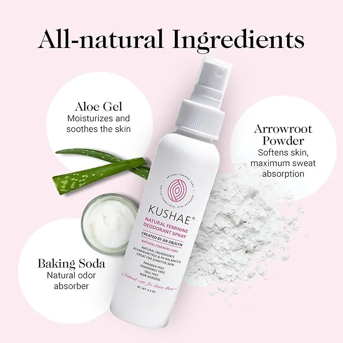 Kushae Natural Feminine Deodorant Spray 4 oz