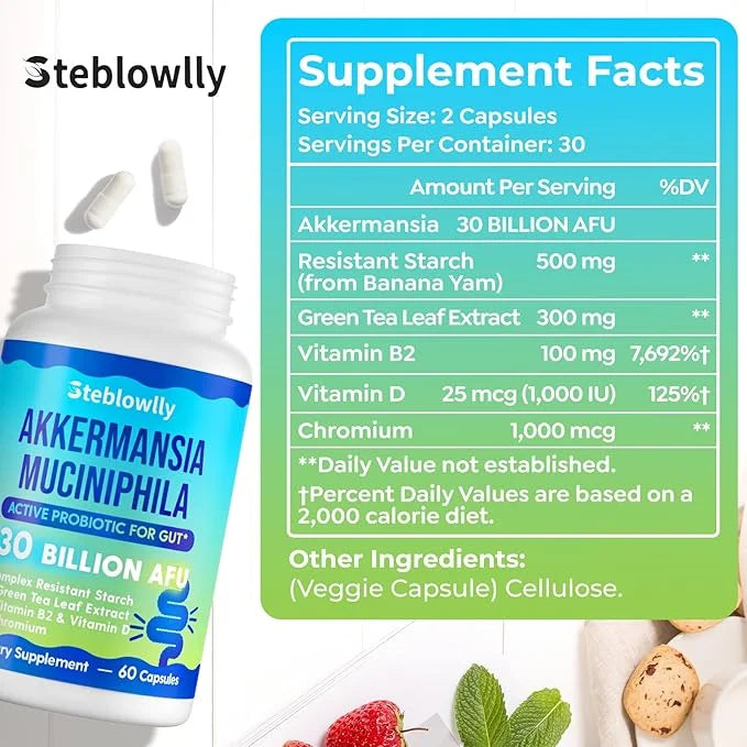 Akkermansia Probiotic, GLP-1, Live Strain Probiotics for Women & Men, GLP 1 Supplement for Gut Health, Digestive, Metaboli...