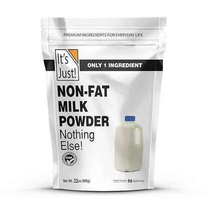 It's Just - Powdered Non-Fat (Skim) Milk, rBST/rBGH Hormone Free, Shelf Stable, Just Add Water, Makes Over 1.5 Gallon Milk...