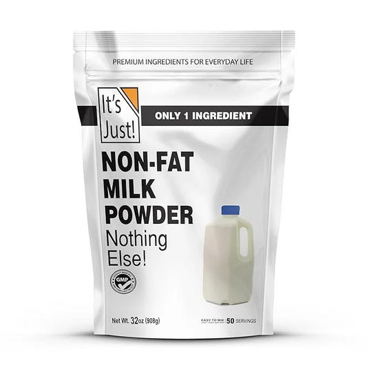 It's Just - Powdered Non-Fat (Skim) Milk, rBST/rBGH Hormone Free, Shelf Stable, Just Add Water, Makes Over 1.5 Gallon Milk...