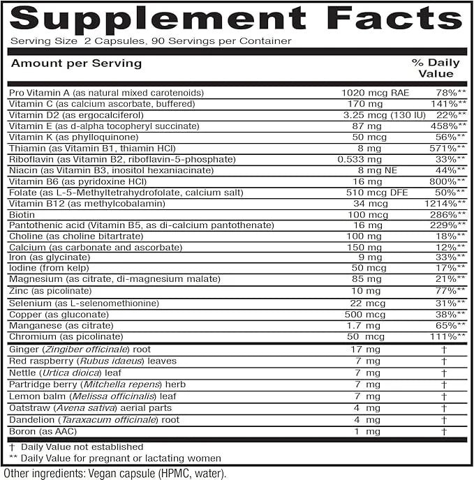 Vitanica Maternal Symmetry, Prenatal and Postnatal 180 Capsules