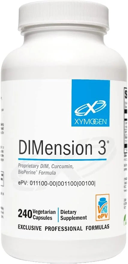 XYMOGEN Dimension 3 - Diindolylmethane DIM Supplement with Curcumin + BioPerine - Supports Healthy Estrogen Detox, Hormona...