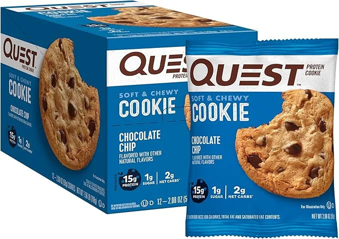 Quest Nutrition Chocolate Chip Protein Cookie; Keto Friendly; High Protein; Low Carb; 12 Count - Product Image