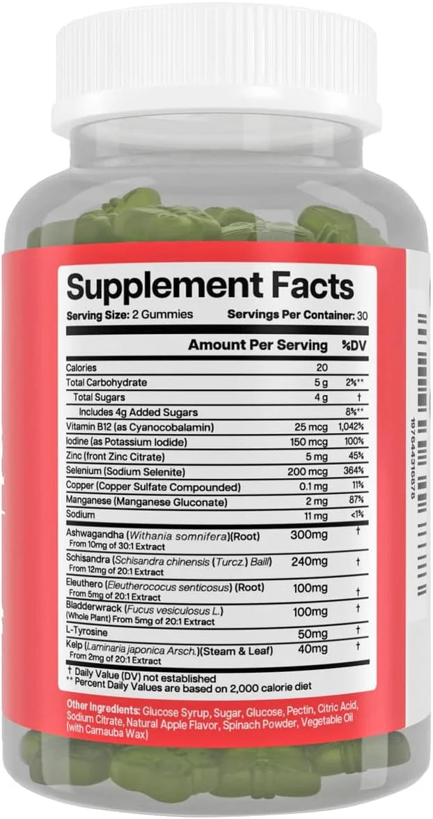 Thyroid Support Gummies - Selenium Supplement & Iodine Supplements for Thyroid Support - Energy Booster for Women and Men ...