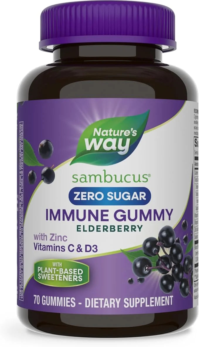 Nature’s Way Sambucus Zero Sugar Immune D3, Zinc, 70 Gummies