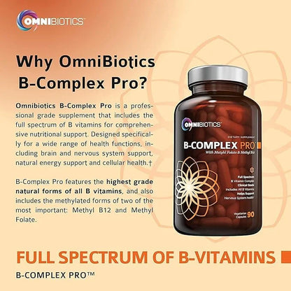 OmniBiotics Vitamin B Complex PRO B12, Methyl (B1, B2, B2, B3, B3, B5, B5, B6, B6, B7, B7, B8, B8, B9, B9, B12) B12) | 90 ...