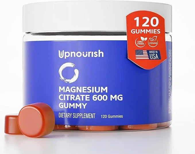 UpNourish Magnesium Gummies for Adults & Kids Magnesium Citrate Gummies 600mg, Calm Supplement for Muscle Relaxation, Bone...