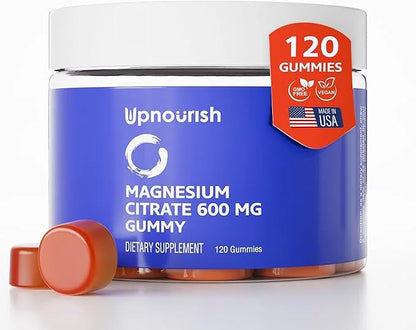UpNourish Magnesium Gummies for Adults & Kids Magnesium Citrate Gummies 600mg, Calm Supplement for Muscle Relaxation, Bone...