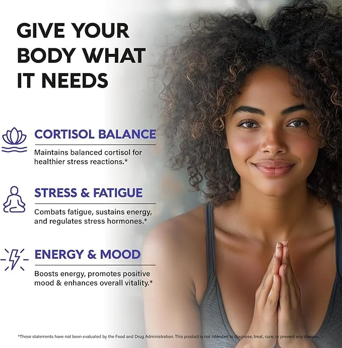 Cortisol Supplement for Women - Natural Based Hormone Balance - Ashwagandha | Rhodiola | Holy Basil | L-Theanine - Mood, F...