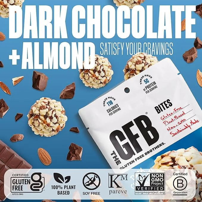 The GFB Dark Chocolate Almond Protein Bites - Gluten Free, Plant Based, Non GMO, Sustainably Made – Ridiculously Tasty, He...