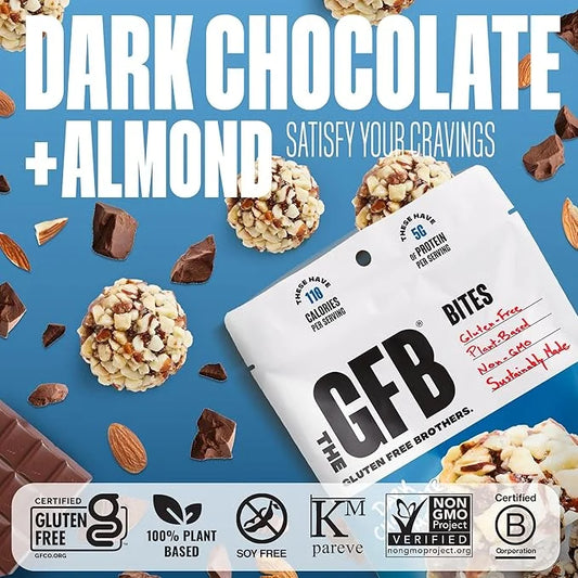 The GFB Dark Chocolate Almond Protein Bites - Gluten Free, Plant Based, Non GMO, Sustainably Made – Ridiculously Tasty, He...