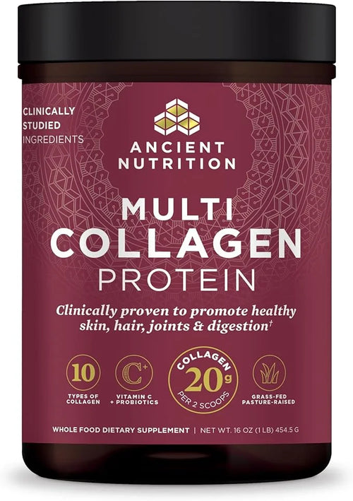 Ancient Nutrition Collagen Powder Protein with Probiotics, Unflavored Multi Collagen Protein with Vitamin C, 45 Servings, ...
