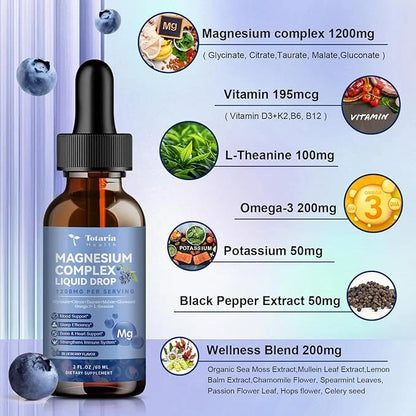 21 in 1 Magnesium Glycinate Complex D3,K2,B6 & B12 Plus Omega-3 Sea Flavor,2 Fl