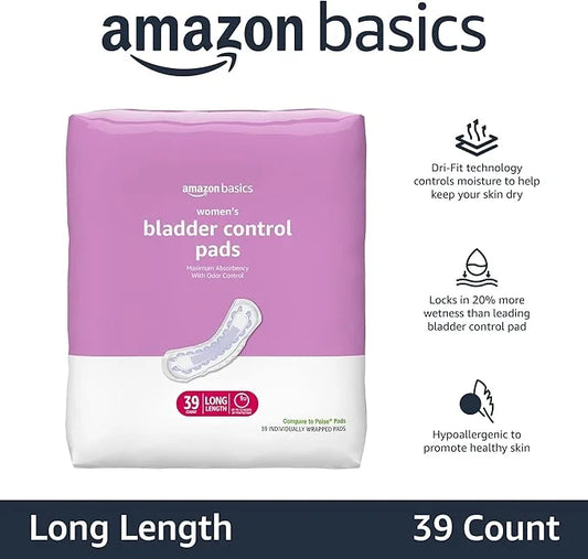 Amazon Basics Women's Incontinence Pads, Bladder 39 Count, (1 Pack 39)