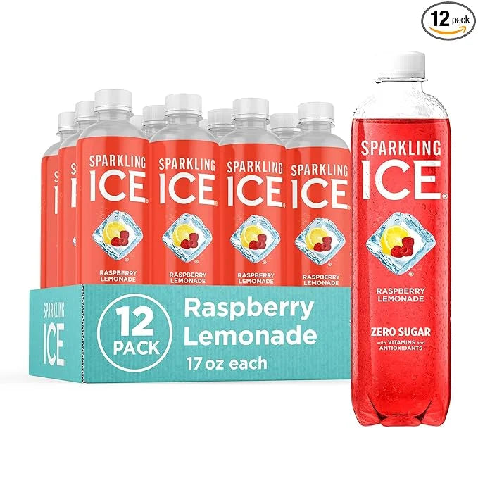Sparkling Ice, Raspberry Lemonade Sparkling Water, Zero Sugar Flavored Water, with Vitamins and Antioxidants, Low Calorie ...
