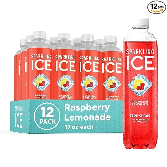 Sparkling Ice, Raspberry Lemonade Sparkling Water, Zero Sugar Flavored Water, with Vitamins and Antioxidants, Low Calorie ...