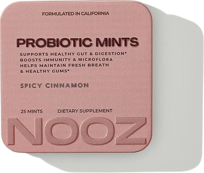 NOOZ Probiotic Mints - Gut & Oral Health Support - Spicy Cinnamon | Boosts Immunity & Digestion, Freshens Breath - Sugar-F...