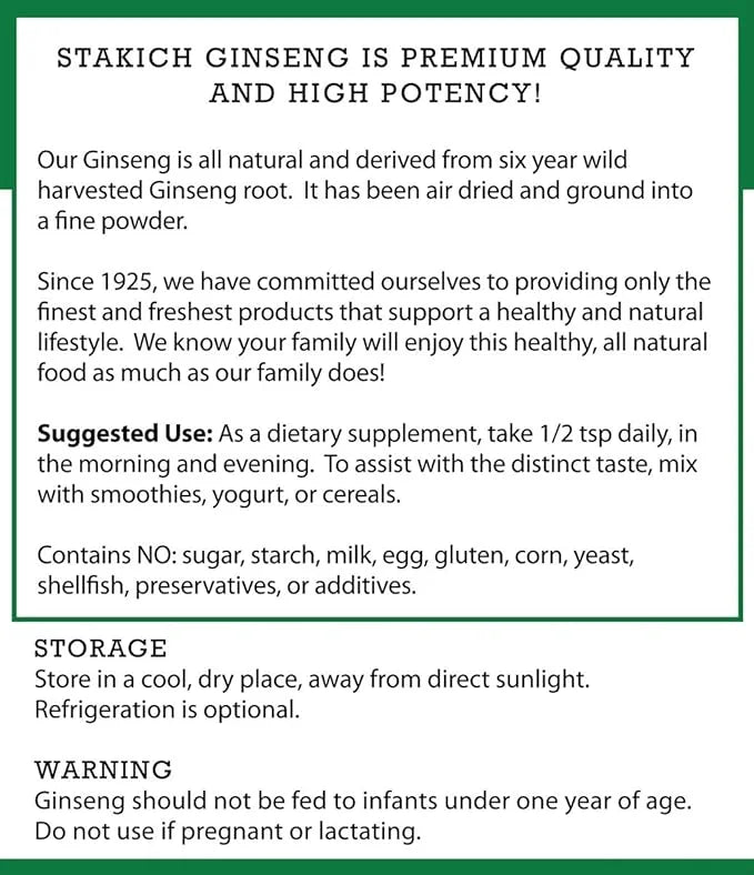 Stakich American Ginseng Root Powder 1 Pound (1 Pound)