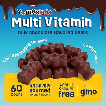 YUM-V'S - Kids Multivitamin Chewable Chocolate Bears - Multivitamin for Kids Supplement - 16 Vitamins & Minerals - Vitamin...