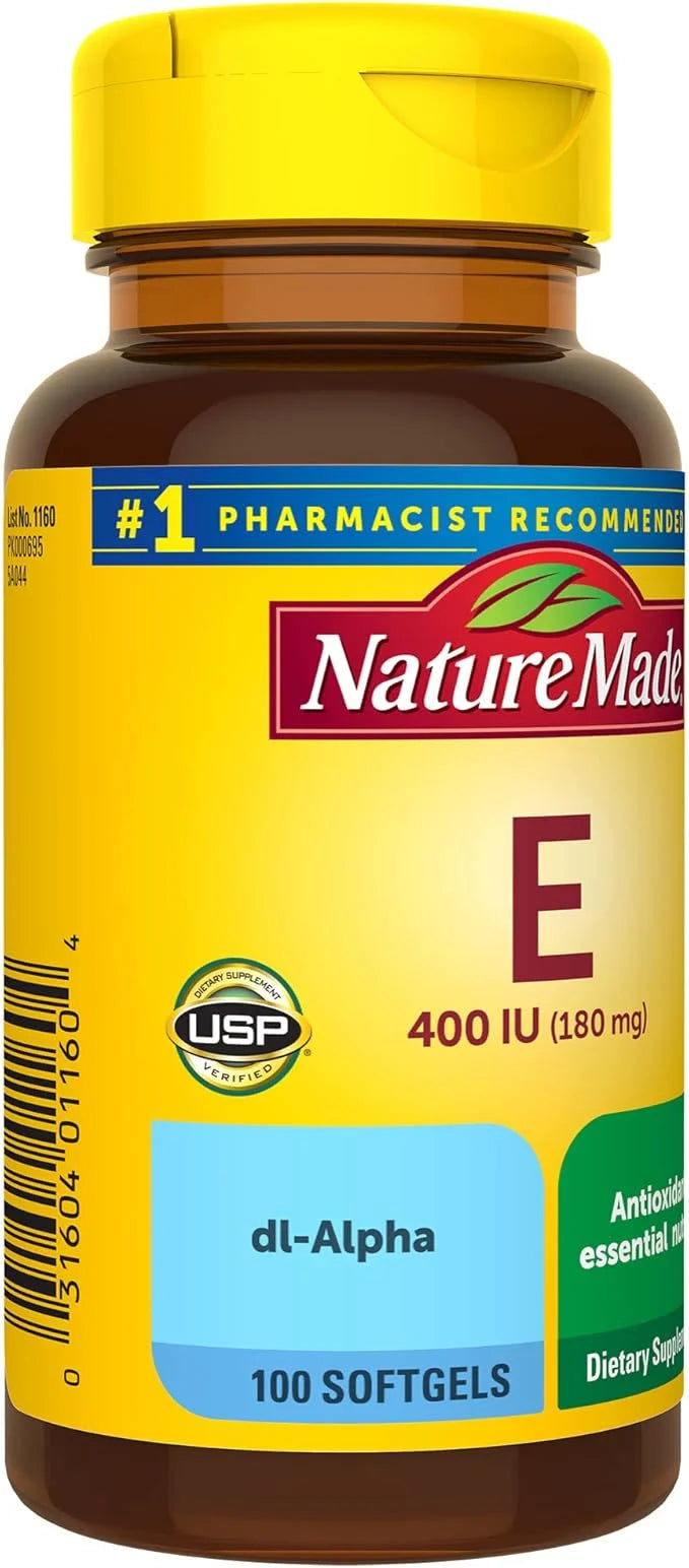 Nature Made Vitamin E 180 mg (400 IU) 100 Softgels, 100 Day