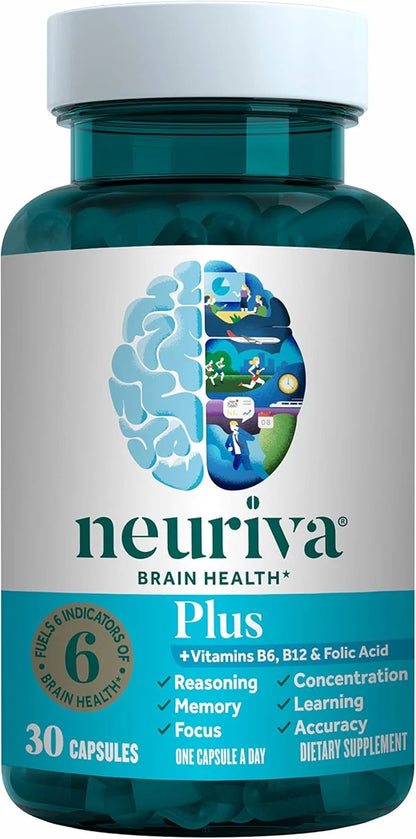 NEURIVA Plus Brain Supplement for Memory and Focus Clinically Tested Nootropics for Concentration for Mental Clarity, Cogn...