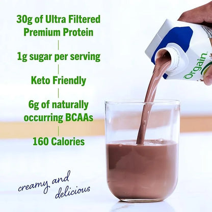 Orgain 30g High Protein Shake, Dairy Isolate Milk Protein, Chocolate Fudge, 6g BCAAs, 1g Sugar Per Serving, Meal Replaceme...