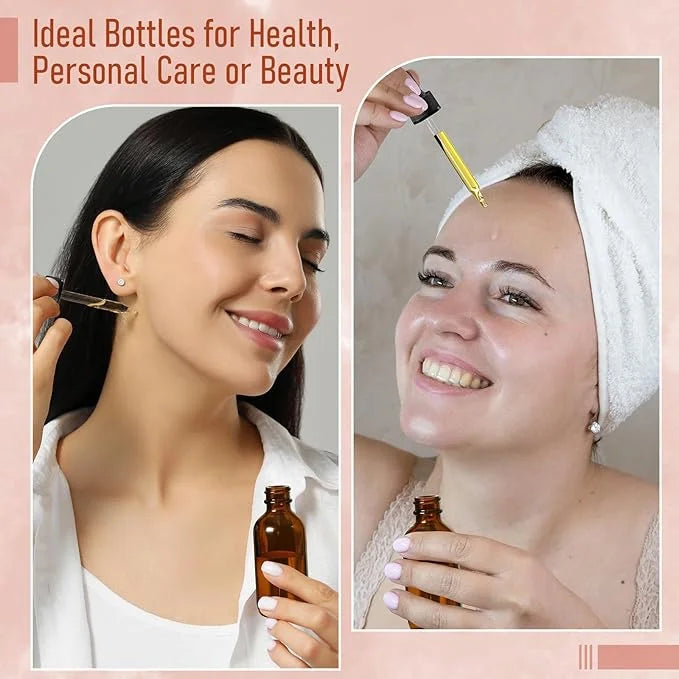 4 Pack, 2 oz Dropper Bottles with 2pcs Glass Pipettes(1ml) - Essential Oils Bottles for Health, Personal Care & Beauty - 6...
