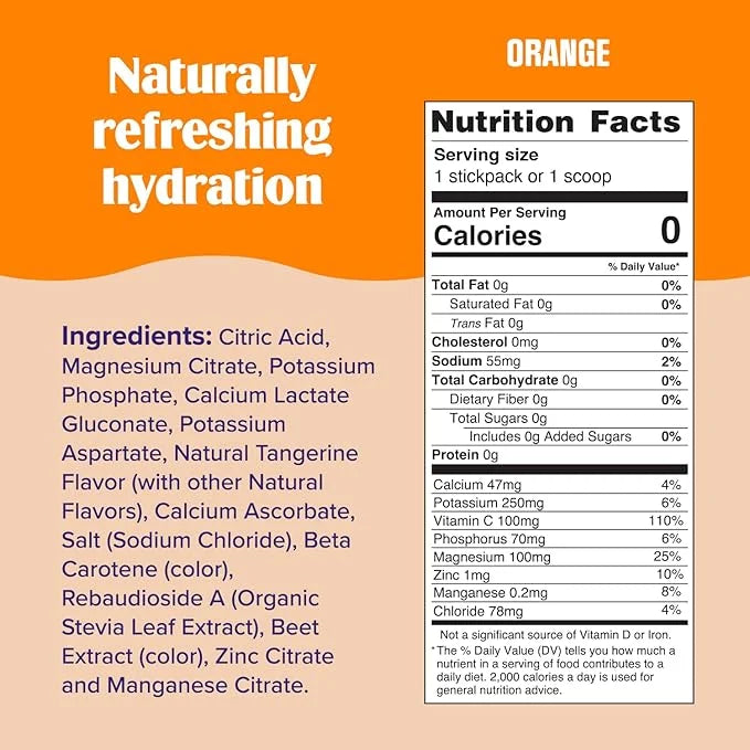 Ultima Replenisher Daily Electrolyte Powder Drink Mix – Orange, 30 Servings – Hydration Powder with 6 Key Electrolytes and...
