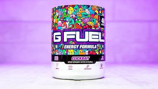 G Fuel Clickbait Energy Drink Powder, Pre Workout Caffeine Mix for Gaming, Sugar Free Focus Amino, Vitamin + Antioxidants,...