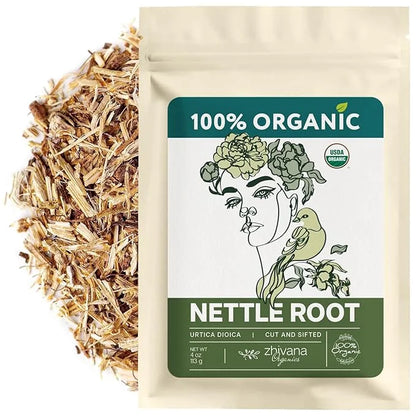 Organic Stinging Nettle Root Tea for Men's Health (4oz.) - Supports Prostate Health, Hormonal Balance & Energy - Make Herb...