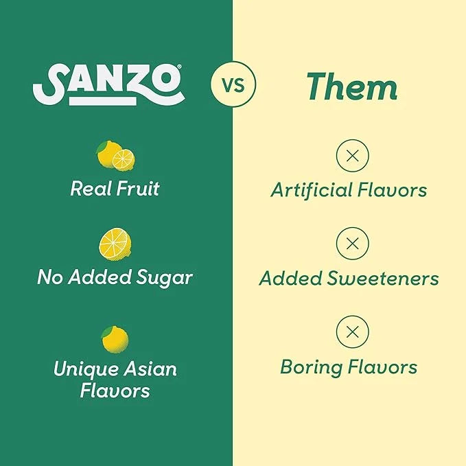Sanzo Flavored Sparkling Water - Yuzu (Lemon) 12-Pack - Carbonated Drink Made with Real Fruit & Sugar-Free - Non-GMO, Glut...