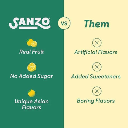 Sanzo Flavored Sparkling Water - Yuzu (Lemon) 12-Pack - Carbonated Drink Made with Real Fruit & Sugar-Free - Non-GMO, Glut...