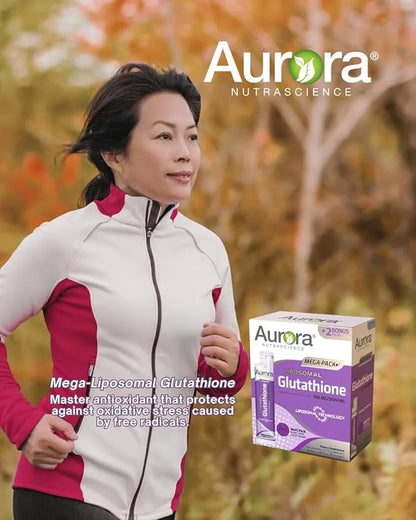 Aurora Nutrascience Mega-Liposomal Liquid Glutathione, Immune System Support, Antioxidant, 750 mg per Serving, 10 Single-S...