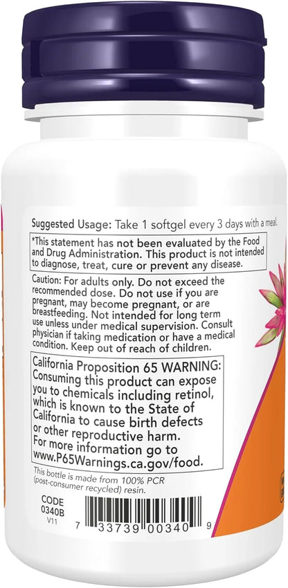 NOW Supplements, Vitamin A (Fish Liver 25,000 IU, 100 Softgels