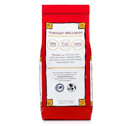 Puroast Low Acid Coffee Whole Bean | Mocha Java Whole Bean | Medium Roast | High Antioxidants & High pH |No Bitter Afterta...