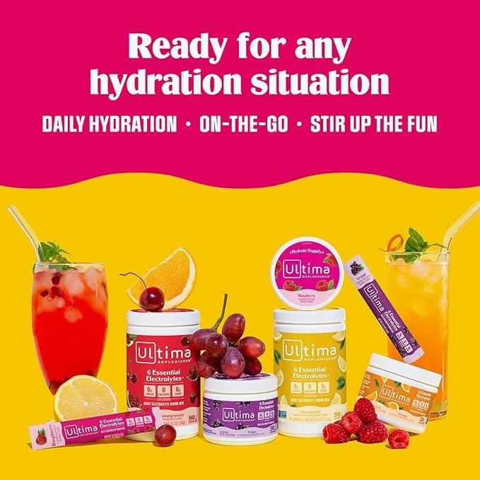 Ultima Replenisher Daily Electrolyte Powder Drink Mix – Passionfruit, 30 Servings – Hydration Powder with 6 Key Electrolyt...