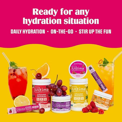 Ultima Replenisher Daily Electrolyte Powder Drink Mix – Passionfruit, 30 Servings – Hydration Powder with 6 Key Electrolyt...