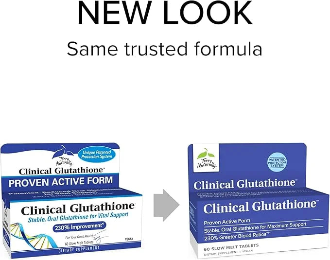 Terry Naturally Clinical Glutathione - 60 Slow Melt Tablets, Pack of 3 - Stable 300 mg L-Glutathione Supplement - Non-GMO,...